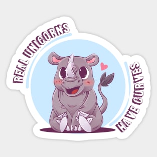 Real Unicorns Have Curves Sticker